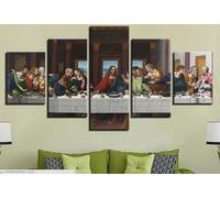 Wall Decoration Design Wall Picture 5 Pieces Premium Poster Stylish Set with Matching Pictures as Living Room Decorative Picture Frame Canvas Picture 5-Piece Wall Picture The Last Supper of Jesus