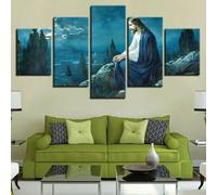 Wall Decoration Design Wall Picture 5 Pieces Premium Poster Stylish Set with Matching Pictures as Living Room Decorative Picture Frame Canvas Picture 5-Piece Wall Picture The Last Supper of Jesus