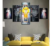 Wall Decoration Design Wall Picture 5 Pieces Premium Poster Stylish Set with Matching Pictures as Living Room Decorative Picture Frame Canvas Picture 5-Piece Wall Picture The Last Supper of Jesus