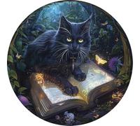 Wall Decoration For Living Room Halloween Wooden Cat Round Plaque Decoration (B, One Size)
