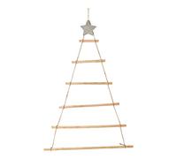 Wall Decoration Hanging Christmas Tree 80cm Wooden Rope Ladder Hanging Wall Branch Christmas Tree Decoration, Pre-lit Wooden Stair Tree Christmas Decoration