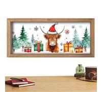 Wall Decoration - Home Decoration Animal Wood Sign, Rustic Highland Cow Wall Art | Wooden Farmhouse for Living Room Exhibition Cabinets Toilet Holiday Kitchen Bookshelves Cafe Apartment Room