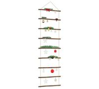 Wall Decoration in Ladder Shape Made of Natural Wood 50 x 150 cm with 9 Branches Hemp Rope Rustic Charm for Indoor Use Versatile as Christmas Village Miniature Village and Seasonal Decoration