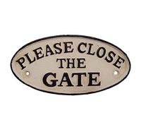 Wall Decoration Please Close The Gate Cast Iron Country Style Door Sign Oval 17.5 x 9 cm