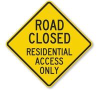 Wall Decoration Sign Road Closed Residential Access Only 24 Square Black On Yellow Funny Home Sign Plaque For Women 30 X 30Cmmetal Tin Sign 8X12 Inch