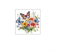 Wall decoration with butterfly and floral motifs, self and waterproof, for decorating bathrooms, kitchens, and living spaces with PVC material (F)