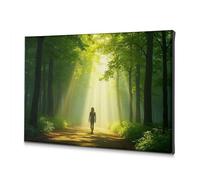 Wall Decorations A Person Walks Down A Forest Path As Sunlight Filters Through The Trees. Canvas Decorative Picture Bathroom Decor Decorative Plates(40x60cm)