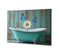 Wall Decorations Bath Time Bliss With Blue Butterflies And Daisy Canvas Decorative Picture Easter Wall Decor The Chosen(30x40cm)
