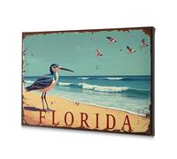 Wall Decorations Florida Birds Beach Waves Ocean Canvas Decorative Picture Bathroom Decor Decorative Plates(40x60cm)