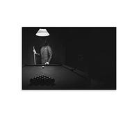 Wall Decorations for Bedrooms Black And White Art Poster Sport Poster Mysterious Billiard Player behind The Pool Table Room Aes Canvas Painting Wall Art Poster 40x60cm (Unframed)