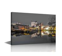 Wall Decorations for Living Room Birmingham England Balck and White Wall Art 1 Piece Modern Birmingham Building Posters and Prints Home Decorations for Living Room Framed Ready to Hang (24''Wx 36''H)