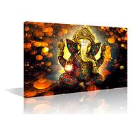Wall Decorations for Living Room Decor Lord of Ganesha Poster Prints on Canvas Luxury Style Hinduism Cultural Canvas Walls Art 1 Panel Modern Artwork Giclee Wooden Framed Ready to Hang (12''Wx 18''H)