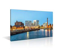 Wall Decorations for Living Room Liverpool Merseyside Canvas Wall Art Liverpool Night Cityscape Poster Painting on Canvas 1 Panel Liverpool England Home Decor Framed Ready to Hang (12''Wx 18''H)