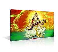 Wall Decorations for Living Room Saraswati Canvas Wall Art Hinduism Cultural Poster Prints on Canvas Modern Hindu God Home Decor Framed Ready to Hang (12" Wx18 H)