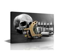 Wall Decorations for Living Room Tattoo Studio Home Decor Tattoo Paints Canvas Wall Art Tattoo Machine Bedroom Decor 1 Piece Bathroom Decor Wall Art Artwork Framed Ready to Hang (12''Wx 18''H)