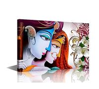 Wall Decorations Living Room Decor Lord Krishna HD Prints on Canvas Luxury Style Hinduism Cultural Paintings Wall Art Pictures Modern Artwork Giclee Wooden Framed Ready to Hang 24"Wx16"H