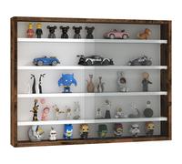 HOMCOM 5-Tier Wall Display Shelf Unit Cabinet w/ Shelves Glass Doors brown