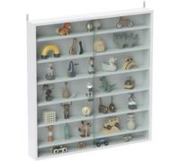 Wall Display Cabinet 80x9.5x83cm Black Particleboard Glass Sliding Doors 6-Shelf