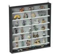 Wall Display Cabinet Black Particle Board & Glass 83H x 80W x 9.5D cm Wall-Mount