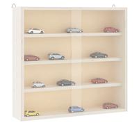 Wall Display Cabinet Natural Plywood 40x8.5x37cm 4-Shelf PET Doors Wall-Mounted