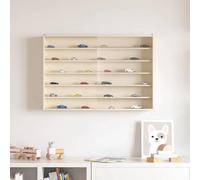 Wall Display Case Beige Plywood 80x8.5x54cm 5 Shelves Sliding Door Modern Urban