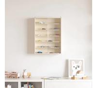 Wall Display Case Plywood Beige 40x8.5x54cm 5 Shelves Modern Sliding Glass Door