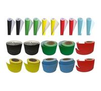 Wall Display Pack - Display Poster Paper, Corrugated Border Roll for School Classroom Decorations, Party Decoration (Sky Blue, Leaf Green, Scarlet, Black & Lemon)