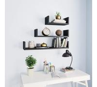 Vidaxl Wall Display Shelf 3 Pcs Black Engineered Wood