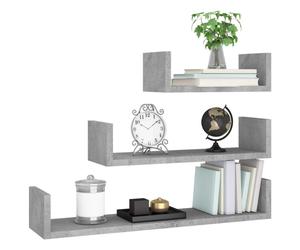 Wall Display Shelf Floating Rack Hanging Shelf Engineered Wood 3 pcs vidaXL