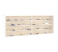 Wall DisplayCase 100x8.5x37cm Plywood 4-Shelf Wallmount w/ Doors Clear-PET 20kg