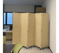 Wall Divider Bamboo Screen on Wheels, Portable Folding Privacy Partition, 5-Panel Freestanding Room Dividers for Living Room/Restaurant(50x180cm(19 3/4x70 7/8"))