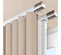 Wall Double Curtain Track Heavy-Duty Double Curtain Rails Room Divider Easy Install with Mute Rollers for Living Room Bedroom hotel Hospital(White,2.4m(7.9ft))