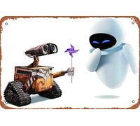 Wall-E and Eve Iron On Transfer #3 Poster Retro Metal Tin Vintage Sign 12 X 8 Inch Bar Music Club Man Cave Room Wall Decor