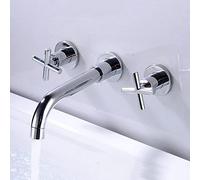 Wall Faucet Bathroom Sink,2 Handle Mounted Brass,Basin Faucets 360 Degree Swivel Spout,Wall-Mounted,Mixed Hot and Cold Water,Gold