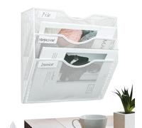 Wall File - 32 x 30 x 10 cm Large Hanging Sorter, Steel Tray System, Three-Layer Paper with Section Plates, Mounted Storage Space for Home, Desk, Classroom