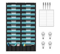 Wall File Holder - 20-Pocket Hanging File Organizer, Heavy Duty Storage Pocket Chart With Name Tag Pockets For Files Folder, Over The Door Hooks, Labels| Files Holder For School, Door, Office