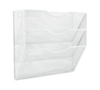 Wall File Organizer - Three-Tier Hanging Document and Mail Organizer, 3-Tier Metal Rack Tray Storage Box Sorter Divider | Office Wall Shelf | for Desk Desktop Cubicle Home Classroom Teacher Bathroom