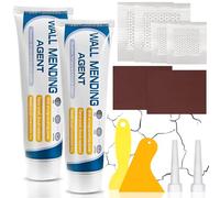 Wall Filler Repair Kit,Wall Mending Agent with Wall Repair Paste,Scraper,Sandpaper and Wall Repair Patch,Polyfiller for Walls,Drywall Repair Kit for Repairing Holes, Peeling, Graffiti, Cracks, 2 Pack