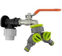 Wall Flange Kit 20mm MDPE - Designed for Secure and efficient Connections with 20mm MDPE Pipes Suitable for Gardening, Backyard, Around The House, Farmhouse (Lever Tap & Two Way Splitter)