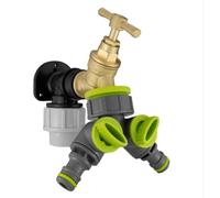 Wall Flange Kit 20mm MDPE - Designed for Secure and efficient Connections with 20mm MDPE Pipes Suitable for Gardening, Backyard, Around The House, Farmhouse (Brass Tap & Two Way Splitter)