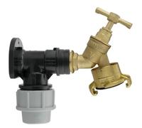 Wall Flange Kit 25mm MDPE Set Connectors - Designed for Secure and efficient Connections with 25mm MDPE Pipes. (Brass Bib Tap with Geka Claw Outlet)