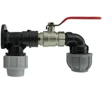 Wall Flange Kit 25mm MDPE Set Connectors - Designed for Secure and efficient Connections with 25mm MDPE Pipes. (Lever Valve + 25mm MDPE Elbow)