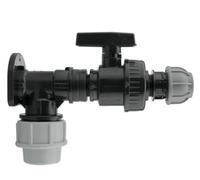 Wall Flange Kit 25mm MDPE Set Connectors - Designed for Secure and efficient Connections with 25mm MDPE Pipes. (Large Plastic Valve & 20mm MDPE Straight)