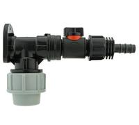 Wall Flange Kit 25mm MDPE Set Connectors - Designed for Secure and efficient Connections with 25mm MDPE Pipes. (in-Line Valve + 1/2" Barb)