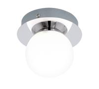 Wall Flush Ceiling Light Chrome & White Glass Opal Matt Bulb Shade LED 1x3.3W
