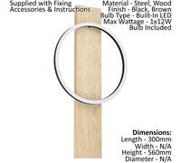 Wall Flush Ceiling Light Colour Black Brown Shade White Plastic Bulb LED 1x12W