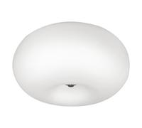 Wall Flush Ceiling Light Satin Nickel Shade White Glass Opal Matt Bulb E27 2x60W