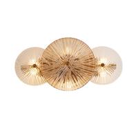 Wall Flush Light Wagon Wheel Bar Bronze Metal Amber Glass G9 Indoor Light IP20