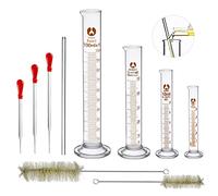 Wall Fol Lttz 4 PCS Borosilicate Glass Measuring Cylinder, Glass Stir Cab, Dropper Drip Pipette and 2 PCs Brush for Test Tube, 10 Pieces