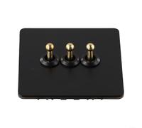 Wall for TOGGLE Light Switch, Stainless-Steel Wall for TOGGLE Light Switch, Antique Brass Socket Fully Stainless Steel Panel(3 Gang)